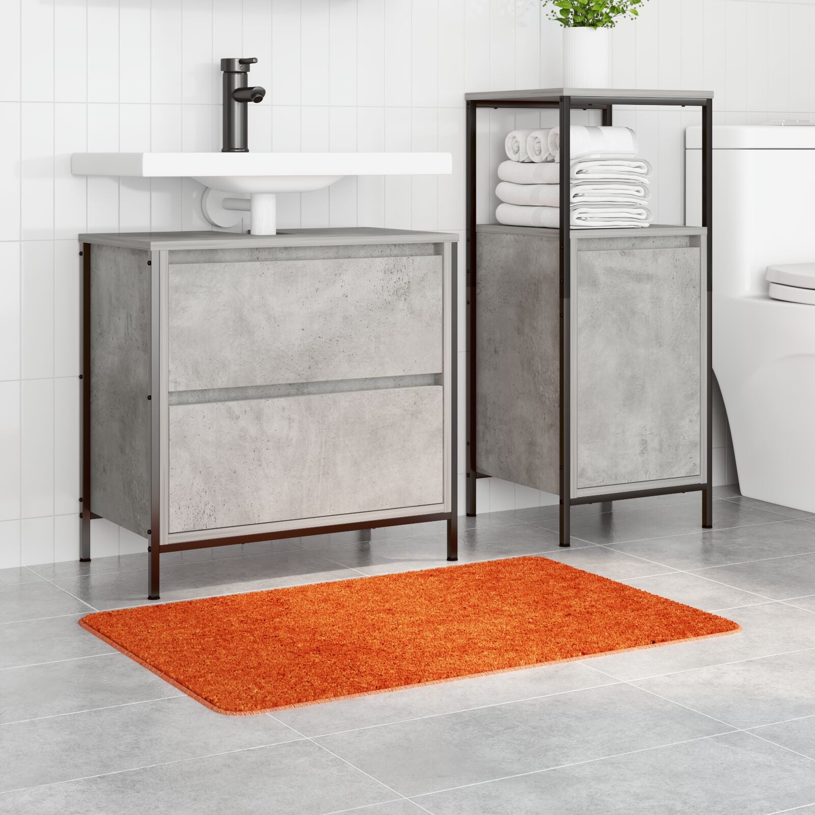 Badmat Rechthoekig Polypropeen Antislip Oranje 60 x 90 cm