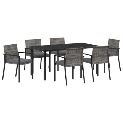 7-Delige Tuinset Grijs Poly Rattan
