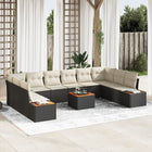 Loungeset 11 personen poly rotan zwart