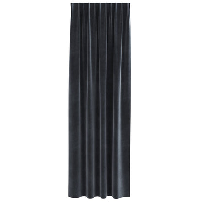 Blackout Gordijnen Met Topband 2 Stuks Velours Donkergrijs 140 x 225 cm met genaaid tape