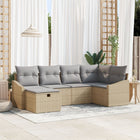 Sofa set with cushion 6 pcs Beige and Light Grey poly rattan