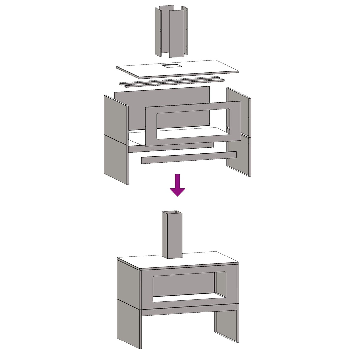 Vuurkorf Met Schoorsteen Verweerd Staal 80 x 50 x 96 cm Verweerd staal/Bruin