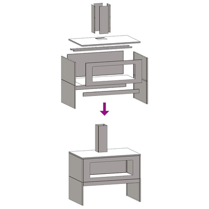 Vuurkorf Met Schoorsteen Verweerd Staal 80 x 50 x 96 cm Verweerd staal/Bruin