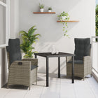 Tuinstoel poly rattan verstelbaar grijs 2 stuks