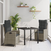Tuinstoel poly rattan verstelbaar grijs 2 stuks