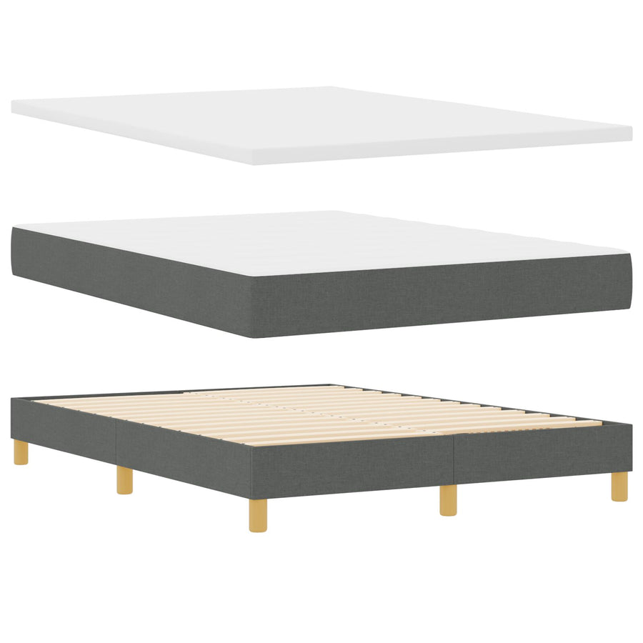 Boxspring Bed Met Matras Stof Donkergrijs 140 x 200 cm Lijnen ontwerp