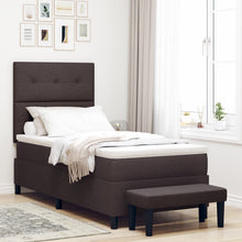 Boxspringbed Met Matras En Bankje Stof Donkerbruin 90 x 190 cm Knopgehemde