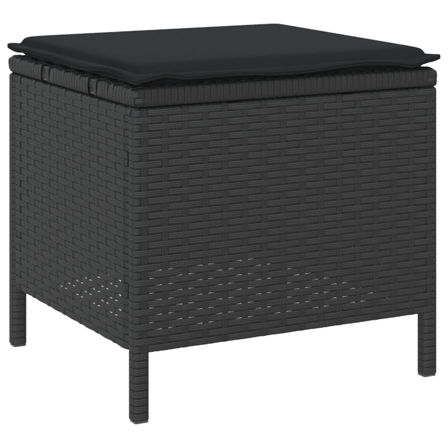 3-Delige Tuin Dineerset Met Kussens Poly Rattan Acaciahout 90 cm Zwart 2 stools