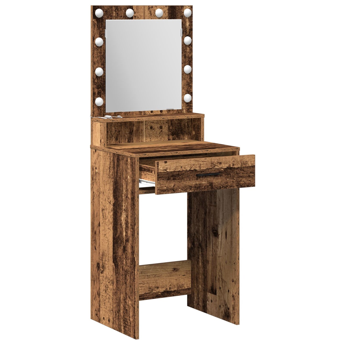 Kaptafel Met Led-Lampen 50 x 41 x 135 cm Oud hout