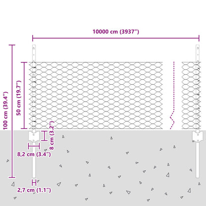 Hekpalen 11 Stuks U-Kanaal 60 Cm Gegalvaniseerd Staal,  Hexagonaal Hek 0.5X100 M Gegalvaniseerd Staal