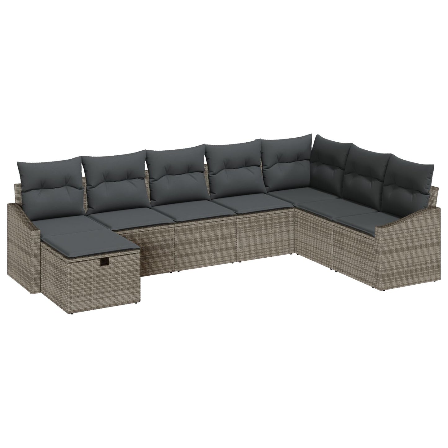 8-Delige Tuinsofa Set Met Kussens Grijs Poly Rattan