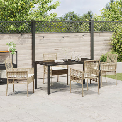 5-Delige Tuin Eettafelset Met Kussens Beige Poly Rattan