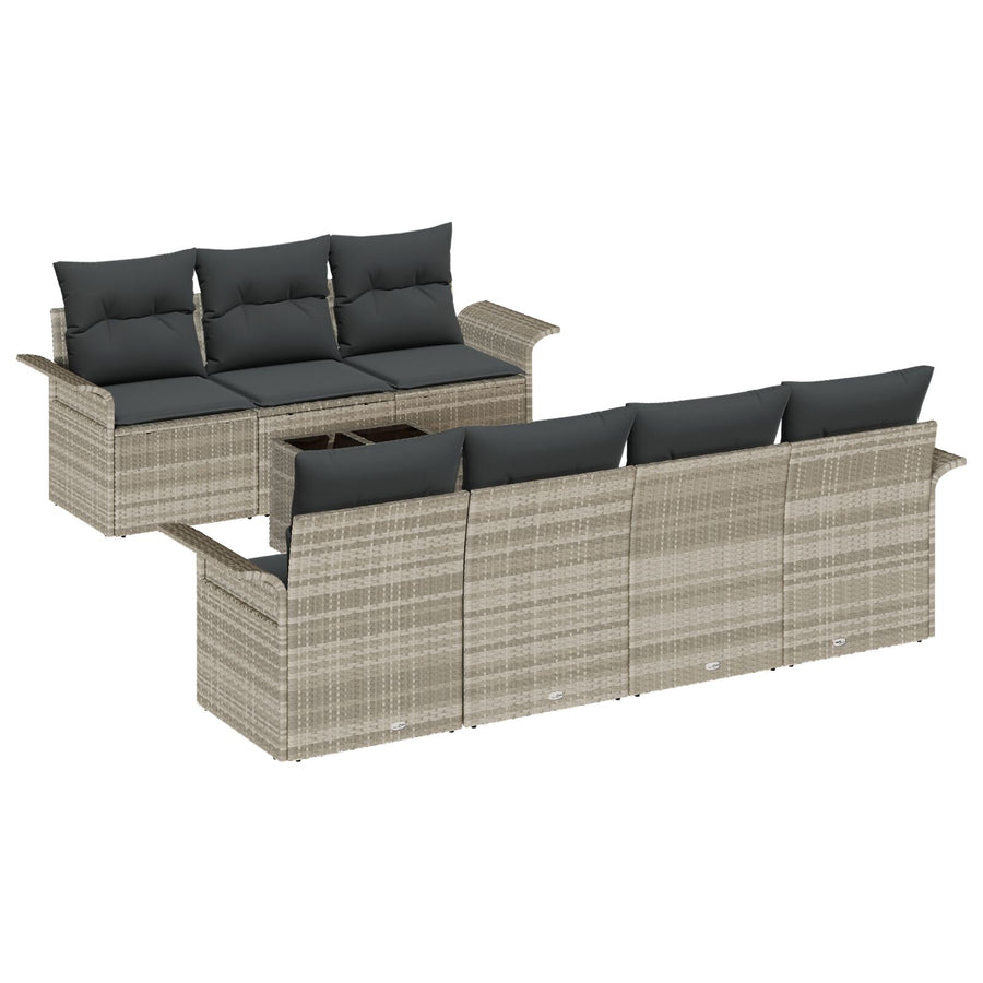 8 Delige Tuin Sofa Set Met Kussens Licht Grijs Poly Riet