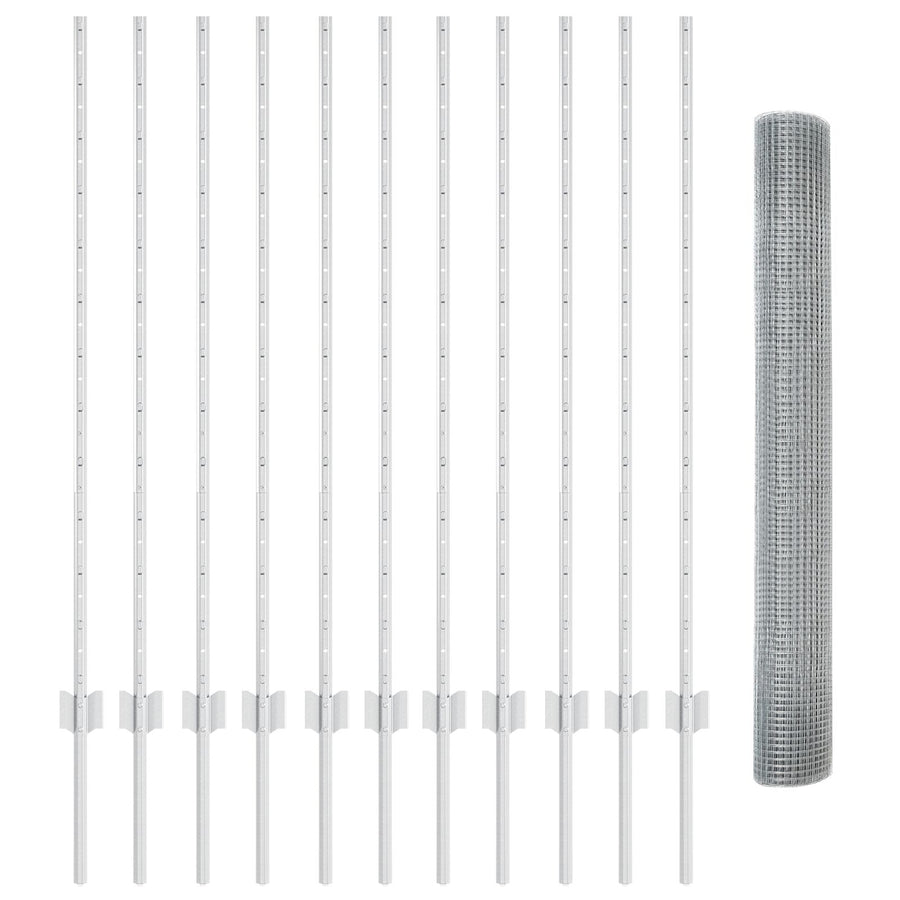 Gelaste Draadhek met 22 U-Palen Zilver 1.2x25 m Staal