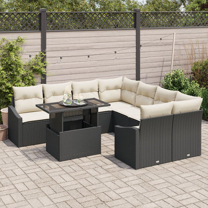 Tuin Sofa Set Set Van 9 Beige, Bruin Rattan, Polyester, Staal
