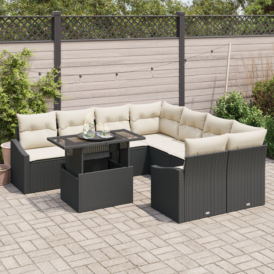 Tuin Sofa Set Set Van 9 Beige, Bruin Rattan, Polyester, Staal