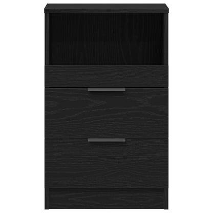 Nachtkastjes 2 Stuks Zwart Eiken 40X35X65 Cm Bewerkt Hout