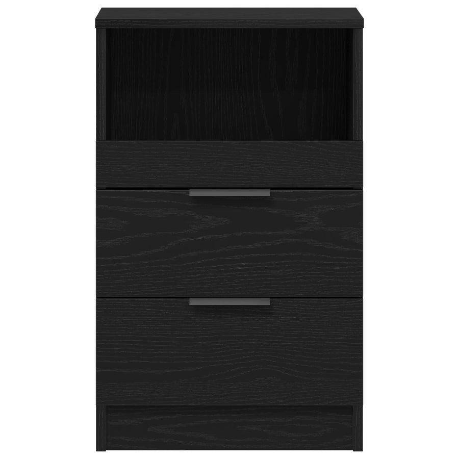 Nachtkastjes 2 Stuks Zwart Eiken 40X35X65 Cm Bewerkt Hout