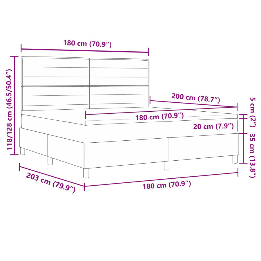 Box Spring Bed Met Matras Super King Stof Zwart 180 x 200 cm Lijnontwerp
