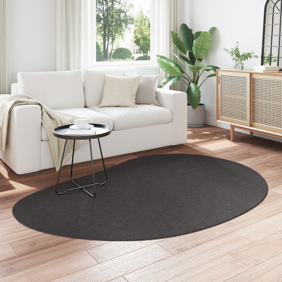 Vloerkleed Polyester Antislip Anthraciet 140 x 200 cm Ovaal-Druppel
