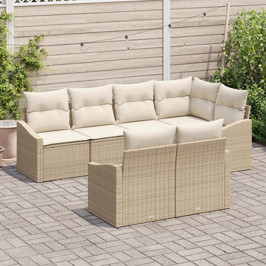 Tuin Sofa Set Set Van 7 Beige Hars Rattan Tuin Sofa Set