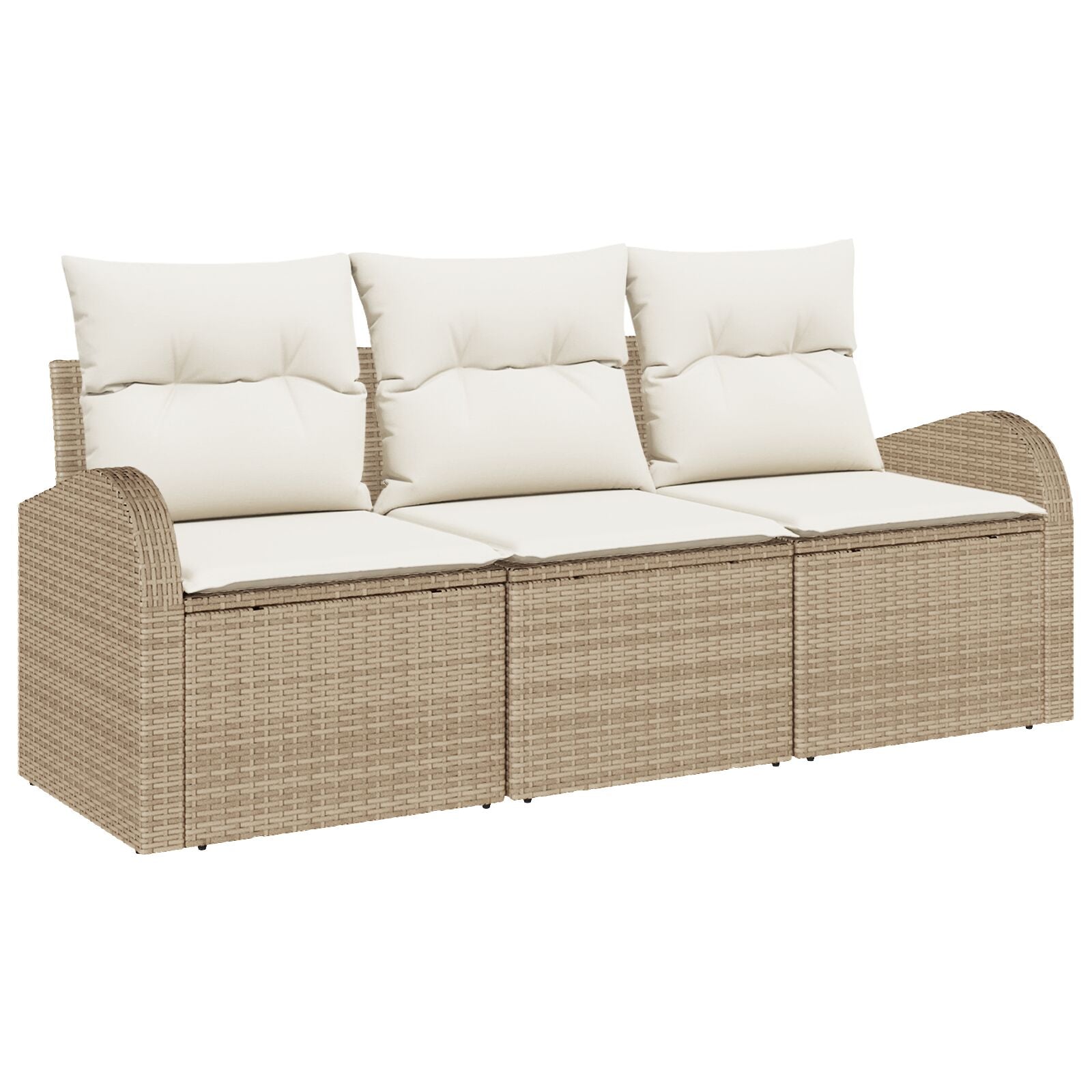 3-Delige Tuin Sofa Set Met Kussens Beige Poly Rattan