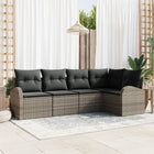 Loungeset 5-delig grijs polyrattan