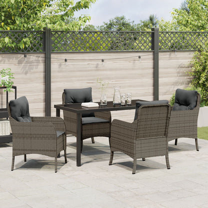 5-Delig Tuin Eetset Met Kussens Grijs Poly Rattan