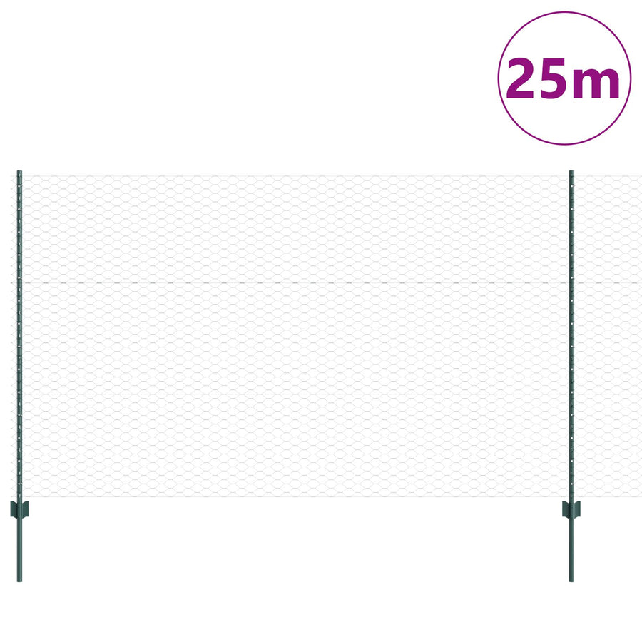 Hekpalen 5 Stuks U-Kanaal Groen 140 Cm Staal,  Zeskant Hek Groen 1.4X10 M Staal