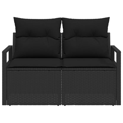 2-Zits Tuinbank En Kussens Poly Rattan Zwart met opslag