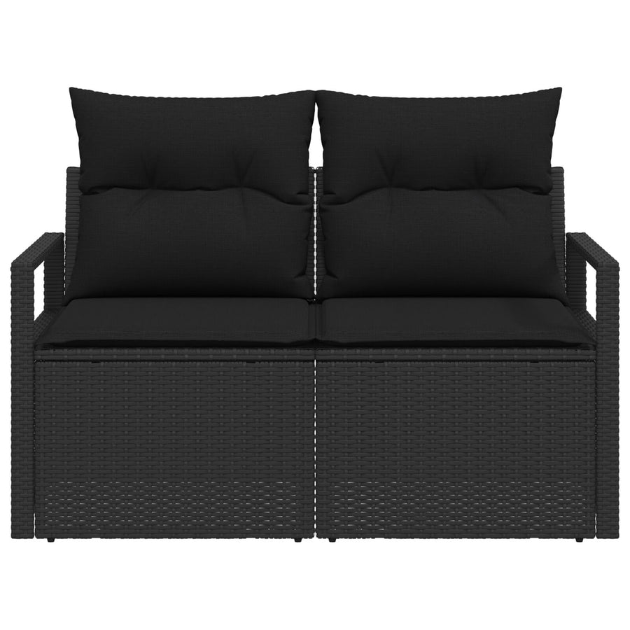 2-Zits Tuinbank En Kussens Poly Rattan Zwart met opslag