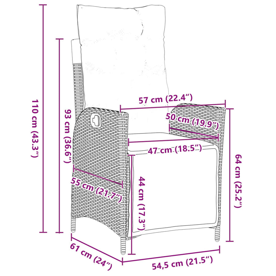 5-Delige Tuin Eetset Grijs Poly Rattan