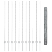 Omheining Palen 22 St U-Channel 140 Cm Gegalvaniseerd Staal,  Zeshoekige Omheining 1.4X25 M Gegalvaniseerd Staal