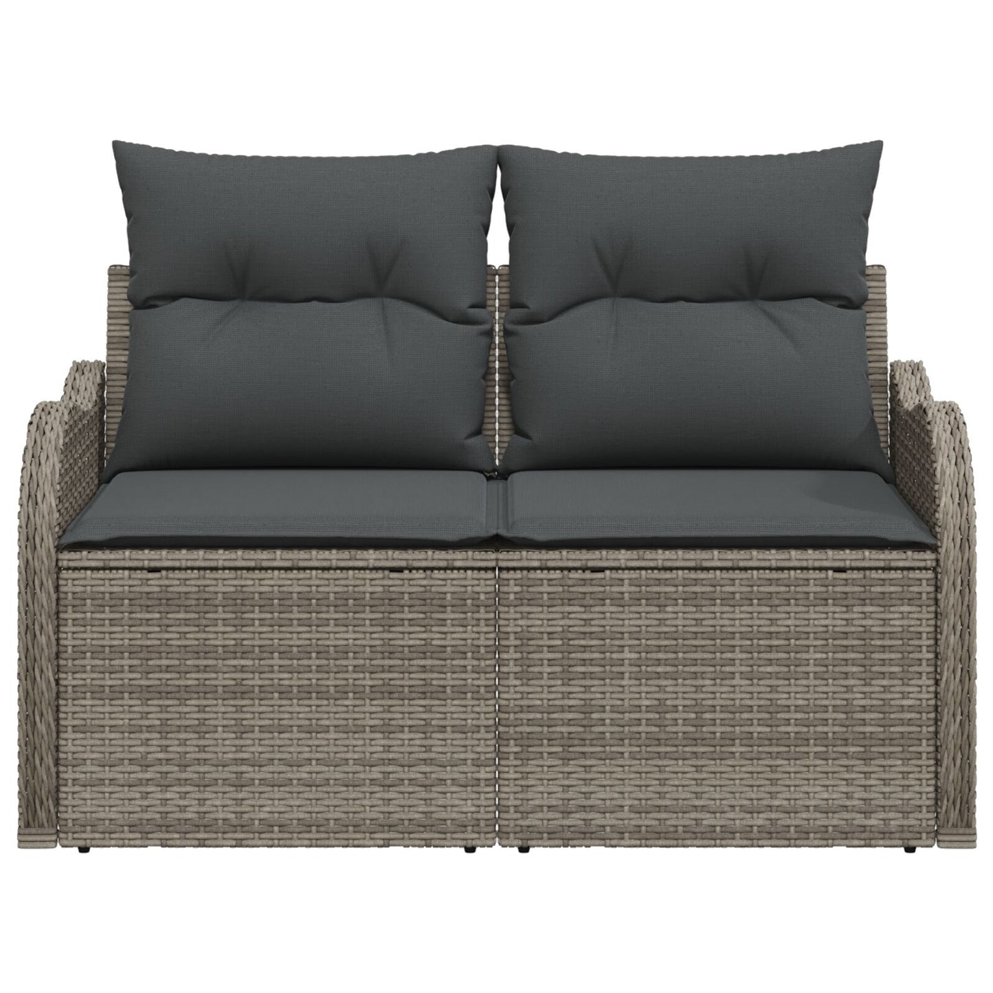 2-Persoons Tuinbank Met Opbergruimte & Kussens Poly Rattan Grijs met opslag