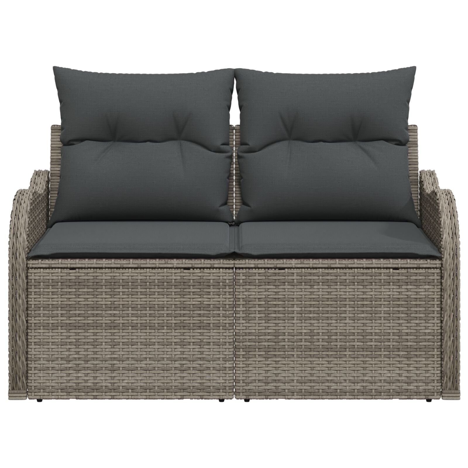 2-Persoons Tuinbank Met Opbergruimte & Kussens Poly Rattan Grijs met opslag