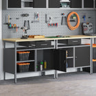 Workbench set with drawer 2 pcs Black and Grey 200 x 55 x 85 cm
