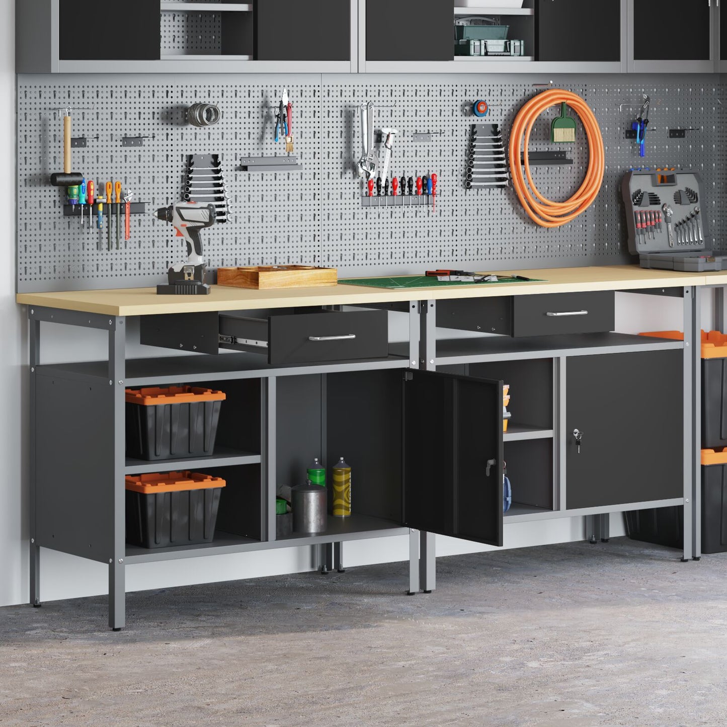 2-Delige Werkbankset Zwart Staal