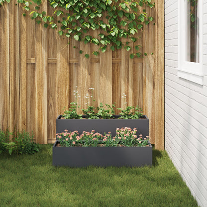 Tuinplanter 2-Niveau Plastic 100 x 60 x 45 cm Anthraciet