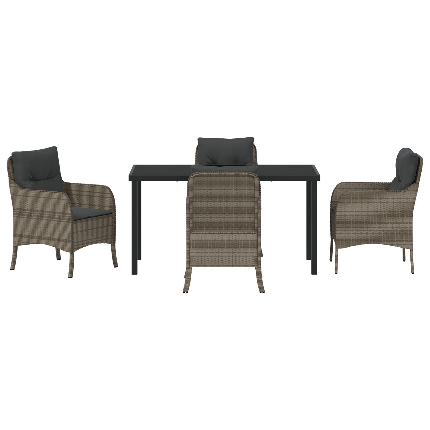 5-Delig Tuin Eetset Met Kussens Grijs Poly Rattan