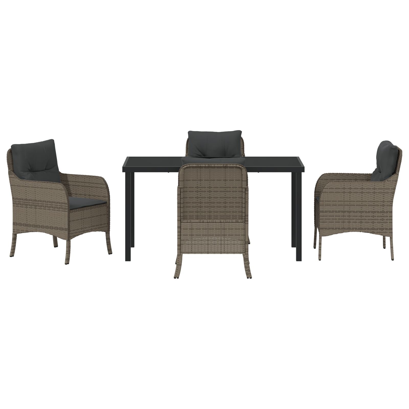 5-Delig Tuin Eetset Met Kussens Grijs Poly Rattan