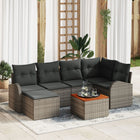 Loungeset poly rattan 7-delig grijs met kussens