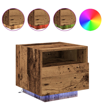 Nachtkastjes Met Led-Lampen 2 Stuks Oude Hout 40X39X37 Cm Oud hout