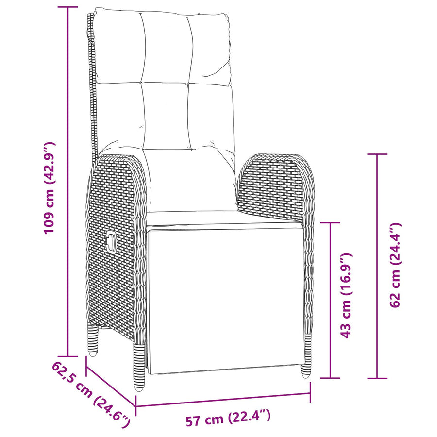 5-Delig Tuin Eetset Met Kussens Zwart Poly Rattan
