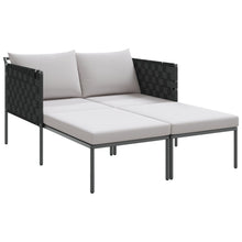 Zonnenbed Met Kussens Voor 2 Personen Antraciet 115X153X69,5 Cm Staal Lichtgrijs