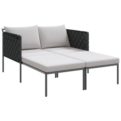 Zonnenbed Met Kussens Voor 2 Personen Antraciet 115X153X69,5 Cm Staal Lichtgrijs