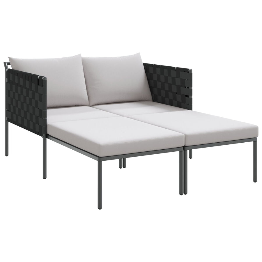Zonnenbed Met Kussens Voor 2 Personen Antraciet 115X153X69,5 Cm Staal Lichtgrijs