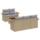 Tuinbankset 6-delig poly rattan beige