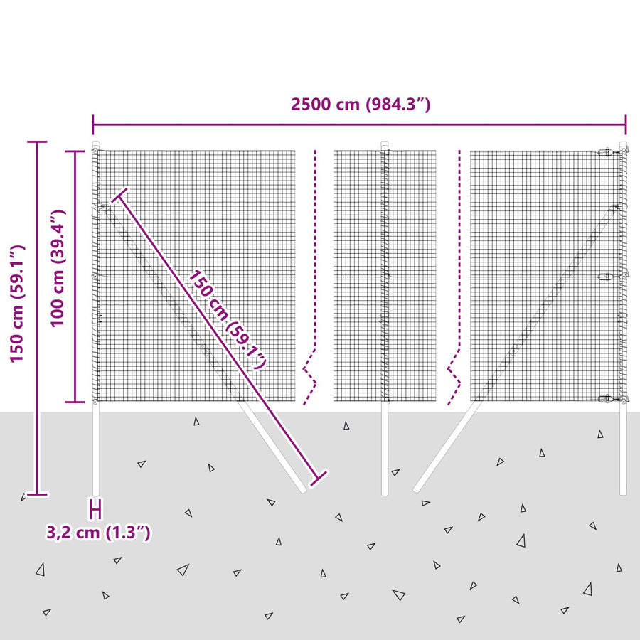 Hekpaalset 25 M Set Van 2 Verzinkt Staal 25 X 1 M Stevig Gegalvaniseerd Staal