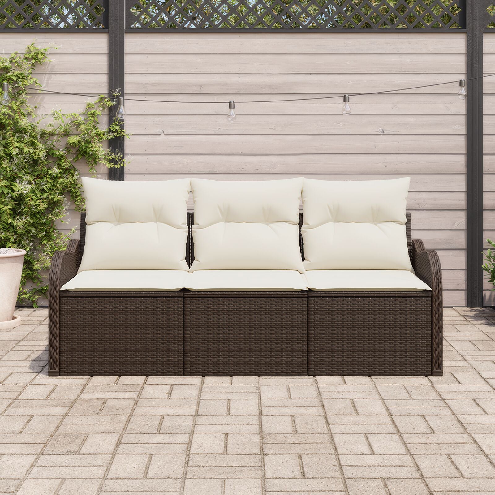3 Delige Tuin Sofa Set Met Kussens Bruin Poly Rattan