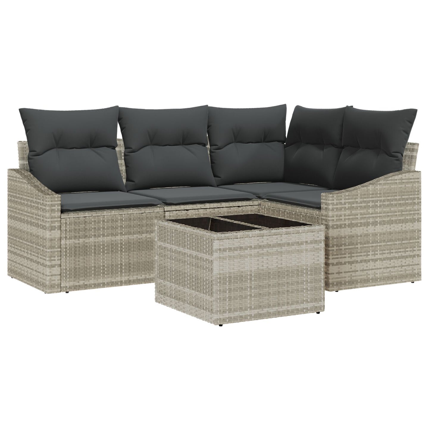 5-Delige Tuinsalonset Met Kussens Grijze Poly Rattan